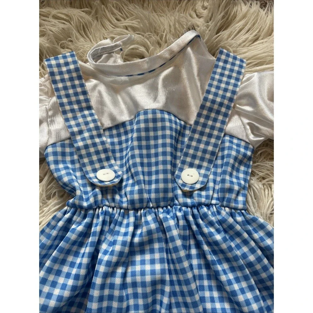 Girls  Dorothy Wizard of Oz pinafore gingham blue dress Halloween costume S